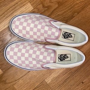 Pink and white checkerboard vans